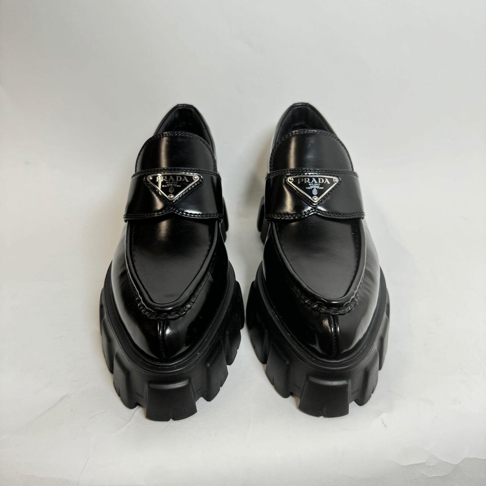 Prada Black Pointy Monolith Loafer Size 37.5