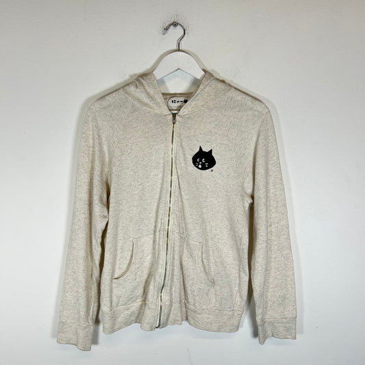 Ne-Net Grey Logo Zip-Up Hoodie Size S