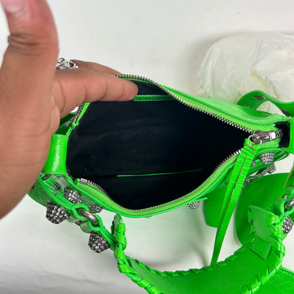 Balenciaga Lime Green Crystal Le Cagole Shoulder Bag