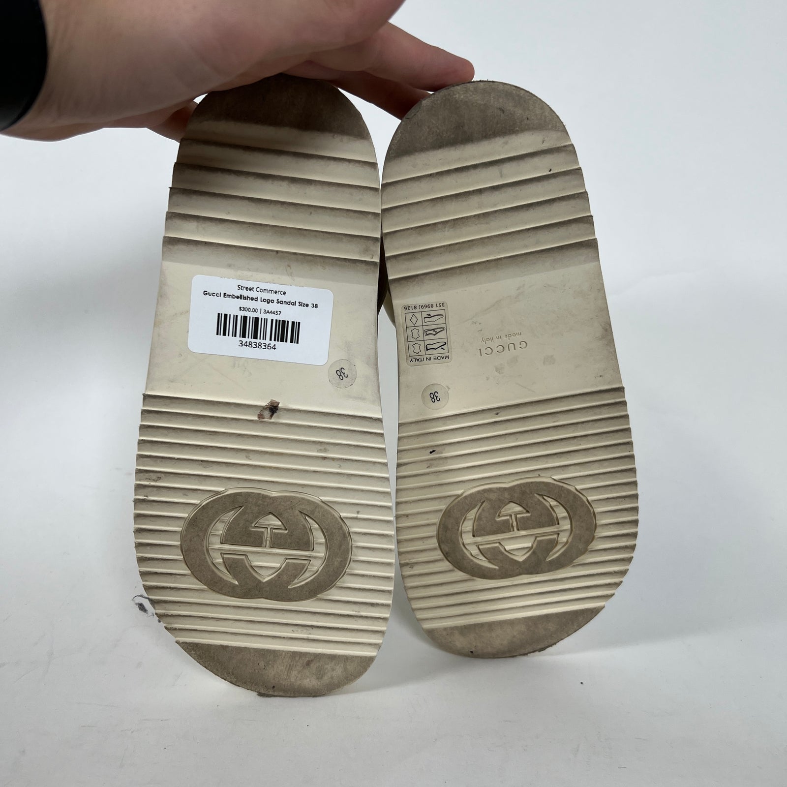Gucci Embellished Logo Sandal Size 38