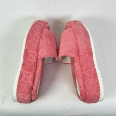 Gucci Pink GG Terry Cloth Platform Sandals