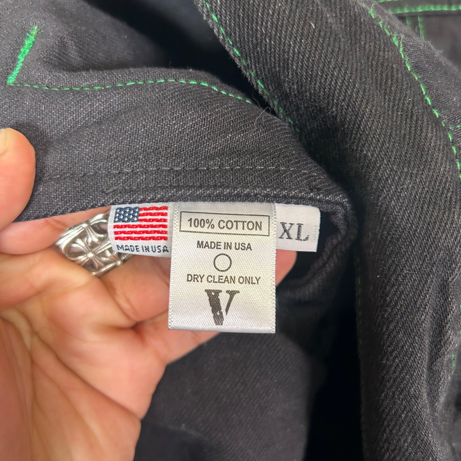 Vlone Black/Green 'Friends' Denim Jacket Size XL