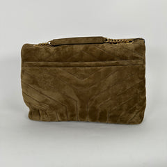 Saint Laurent LouLou Khaki Medium Suede Flap Shoulder Bag