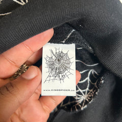 Sp5der Black All Over Web Hoodie Size M