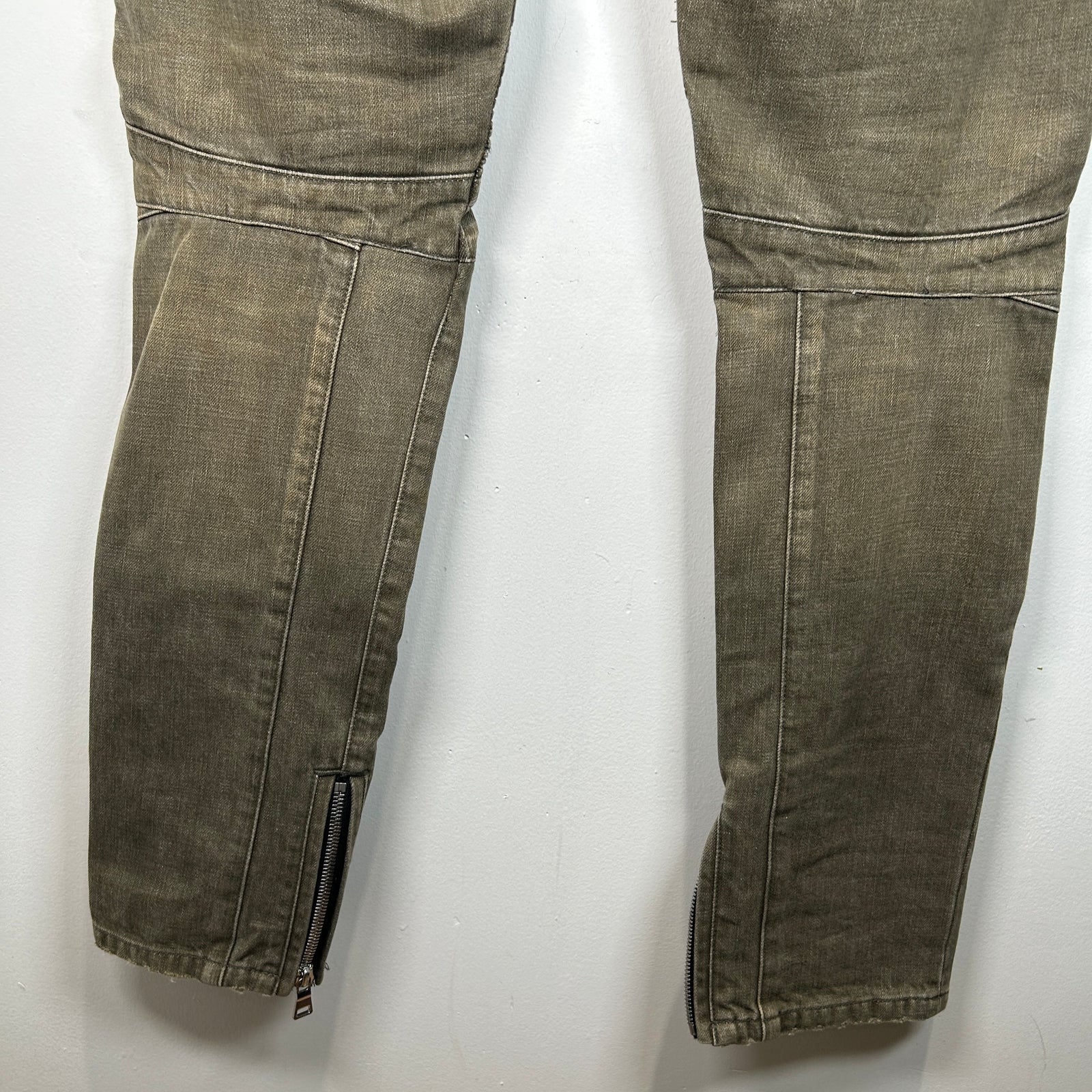 Balmain Green Biker Denim Size 34