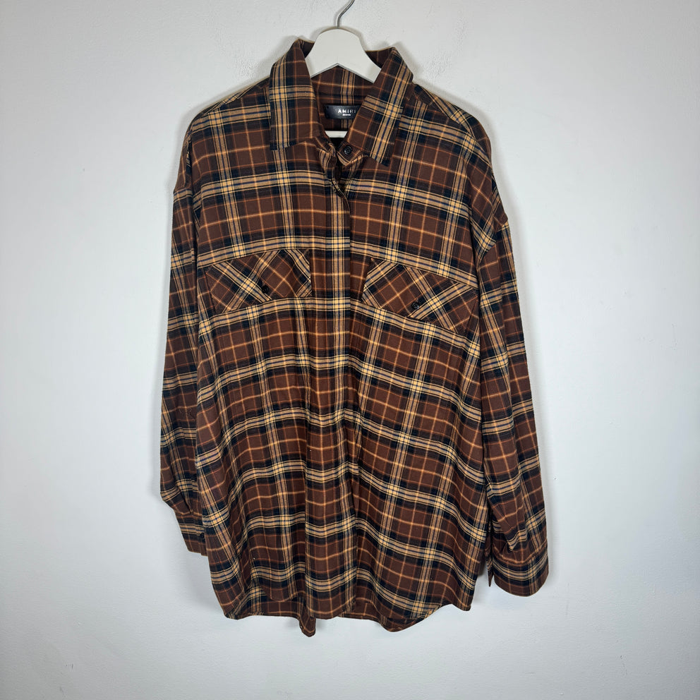 Amiri Brown Plaid Flannel Shirt Size M