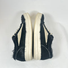 Rick Owens Black/Milk Pony Hair Vintage Sneaker Size 45