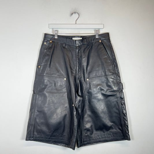 Wales Bonner Black Ivy Leather Double Knees Shorts Size L