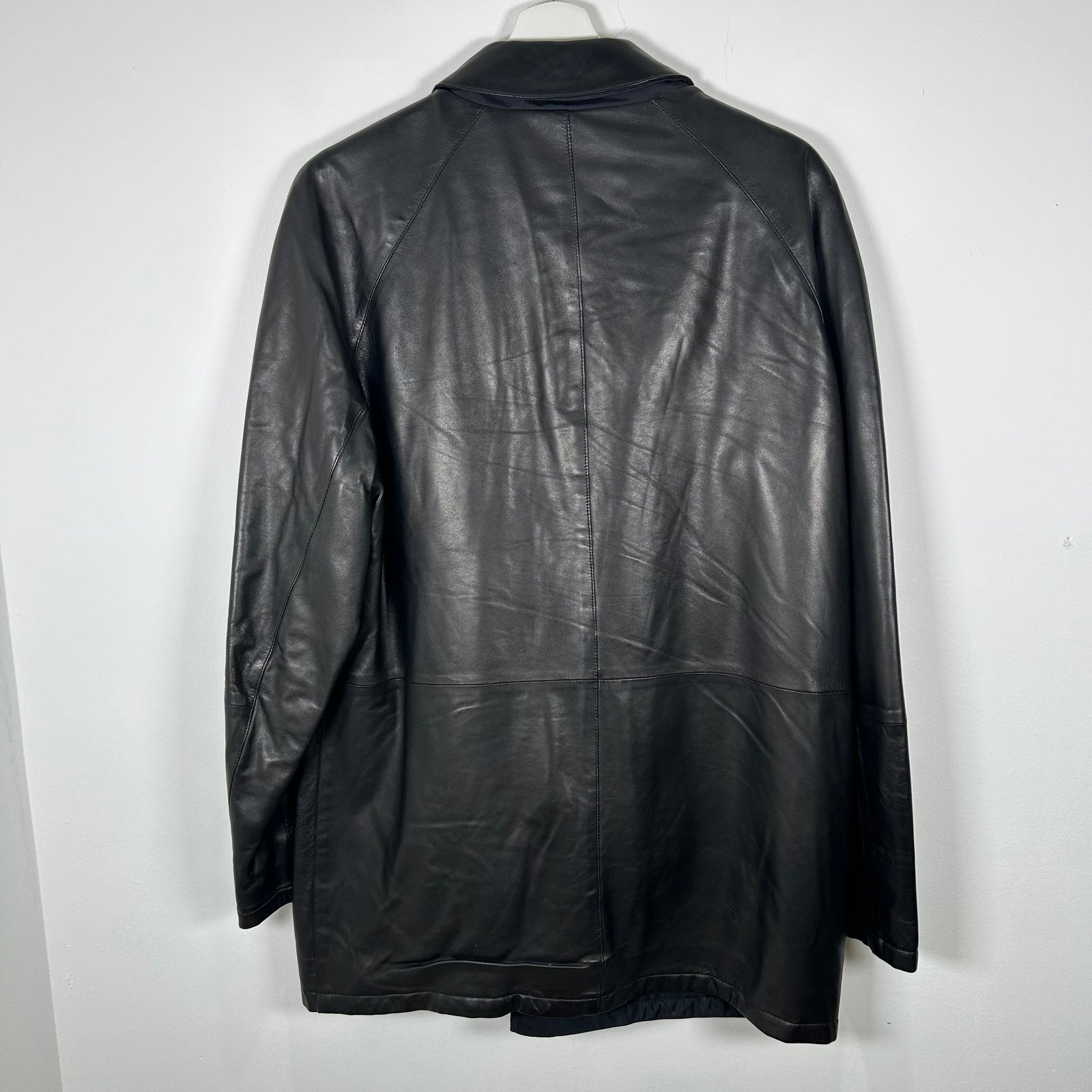 Salvatore Ferragamo Reversible Long Leather Jacket Size 48