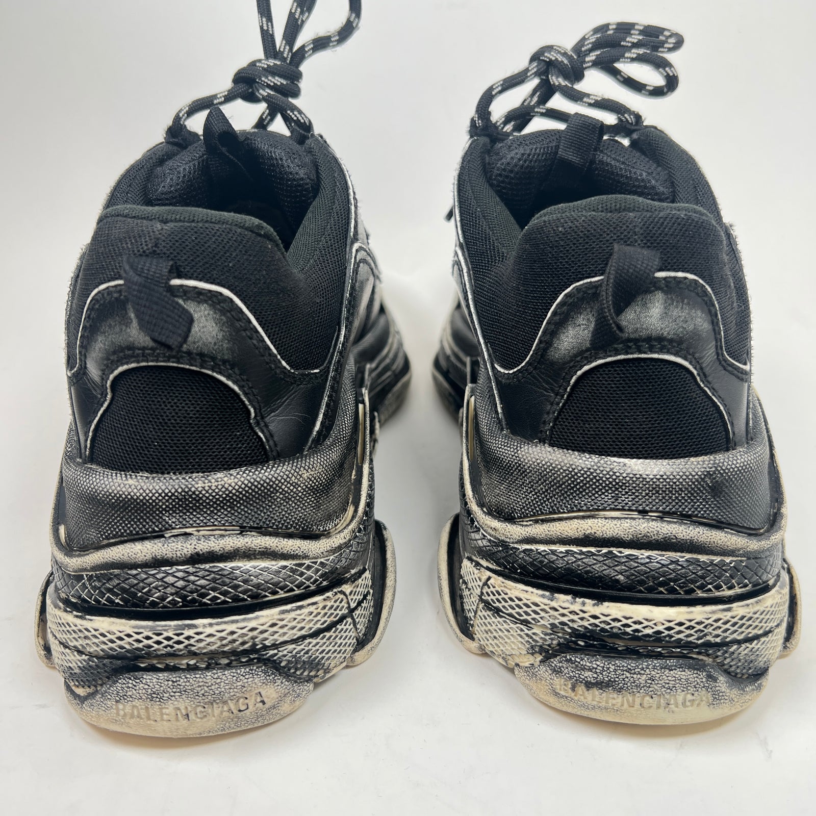 Balenciaga Faded Black Paint Triple S Sneaker Size 44