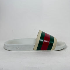Gucci White Web Stripe Slides Size GG 9
