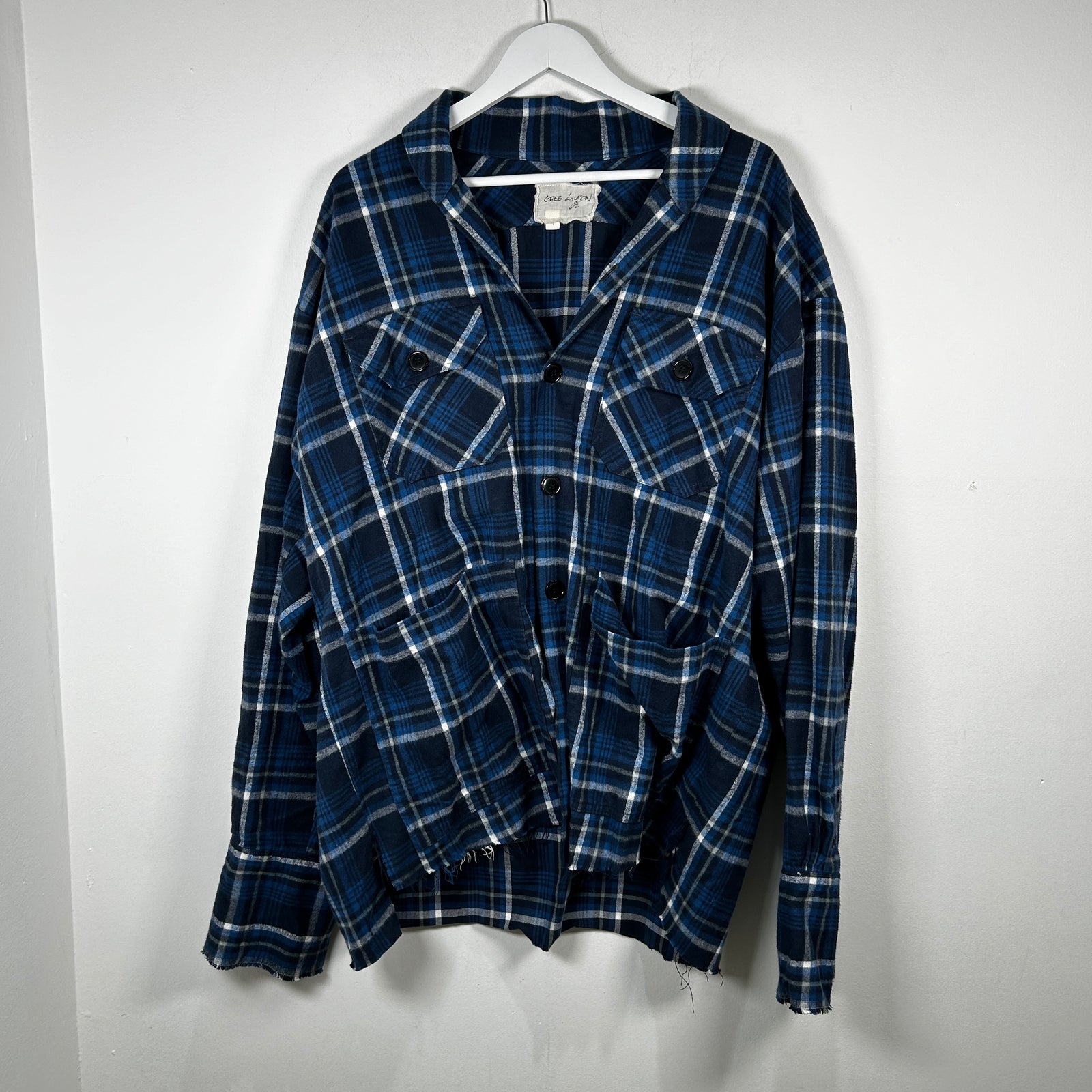 Greg Lauren Blue Plaid Button-Up Shirt Size 4