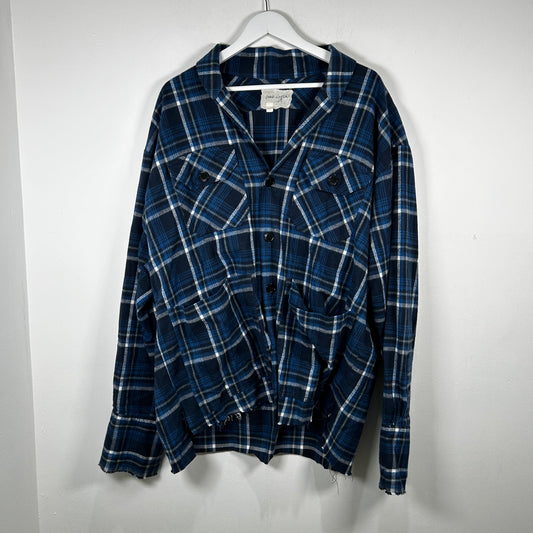 Greg Lauren Blue Plaid Button-Up Shirt Size 4
