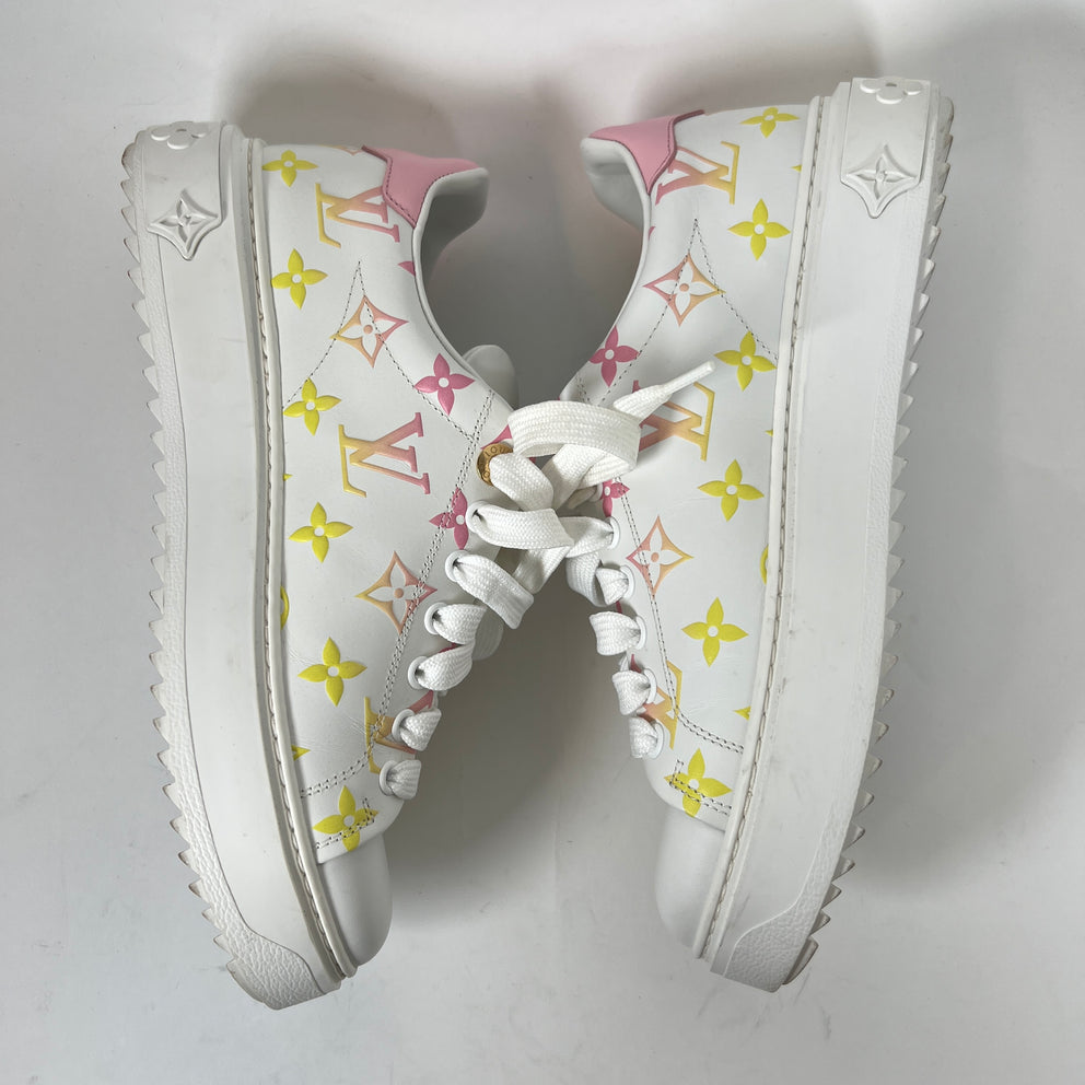 Louis Vuitton Pink/Yellow Timeout Sneakers Size 38