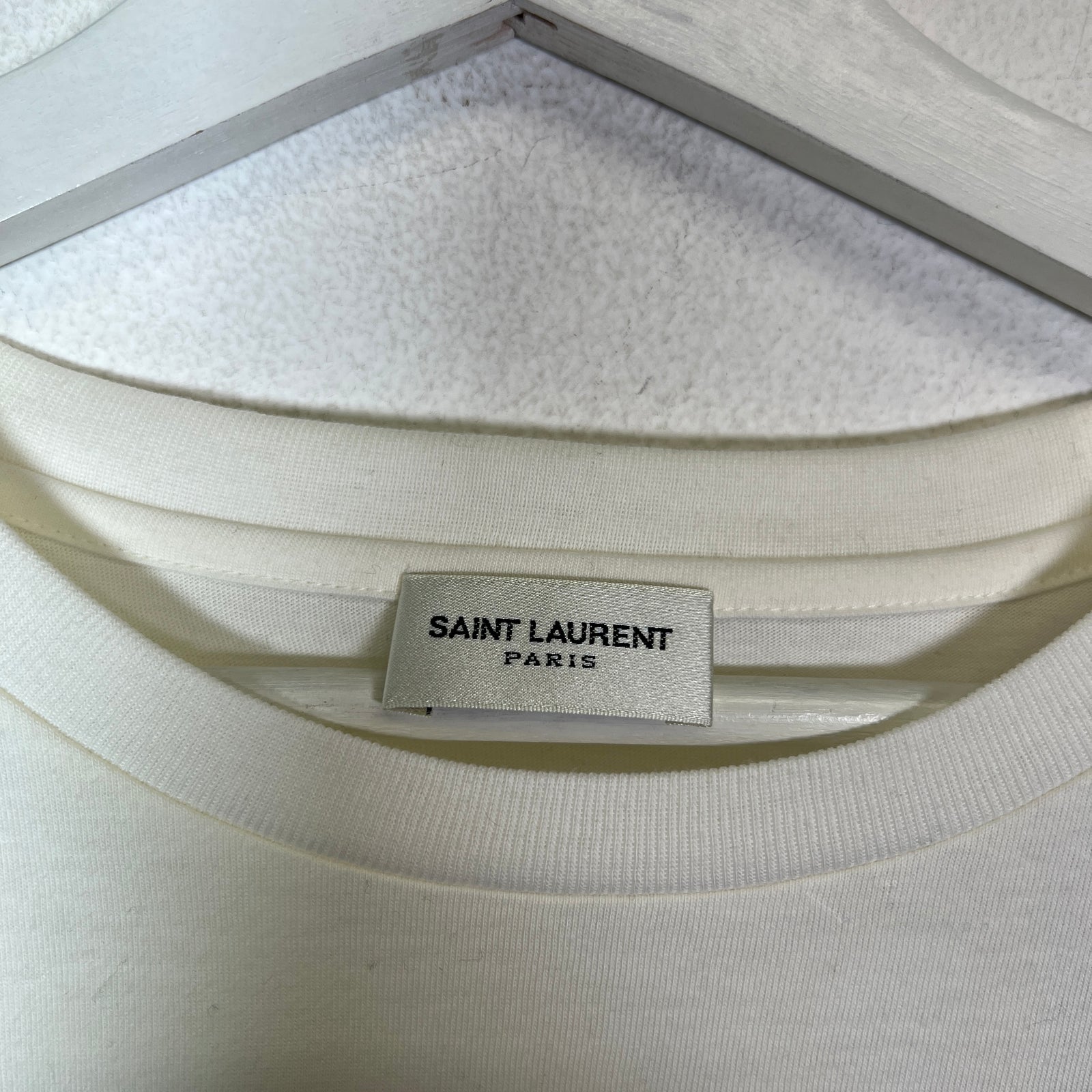 Saint Laurent White Reverse Logo T-Shirt Size L