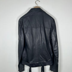 Brunello Cucinelli Navy Leather Biker Jacket Size M