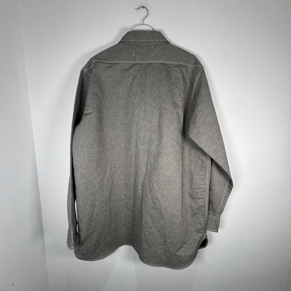 Maison Margiela 12oz Broken Twill Button Up Shirt - Caviar Size XL