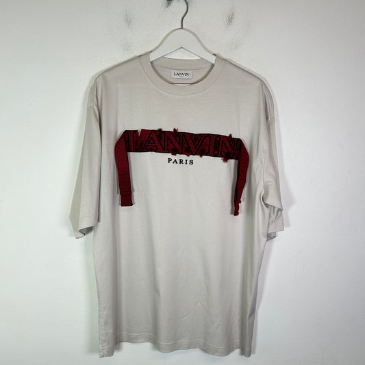 Lanvin Embroidered Curb Lace Logo T-Shirt