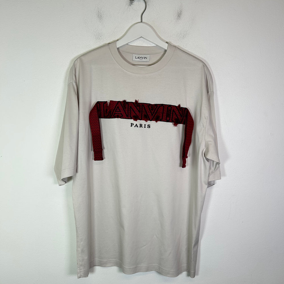 Lanvin Embroidered Curb Lace Logo T-Shirt