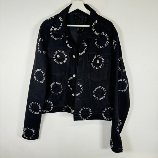 Vlone Black Rhinestone Denim Jacket Size L