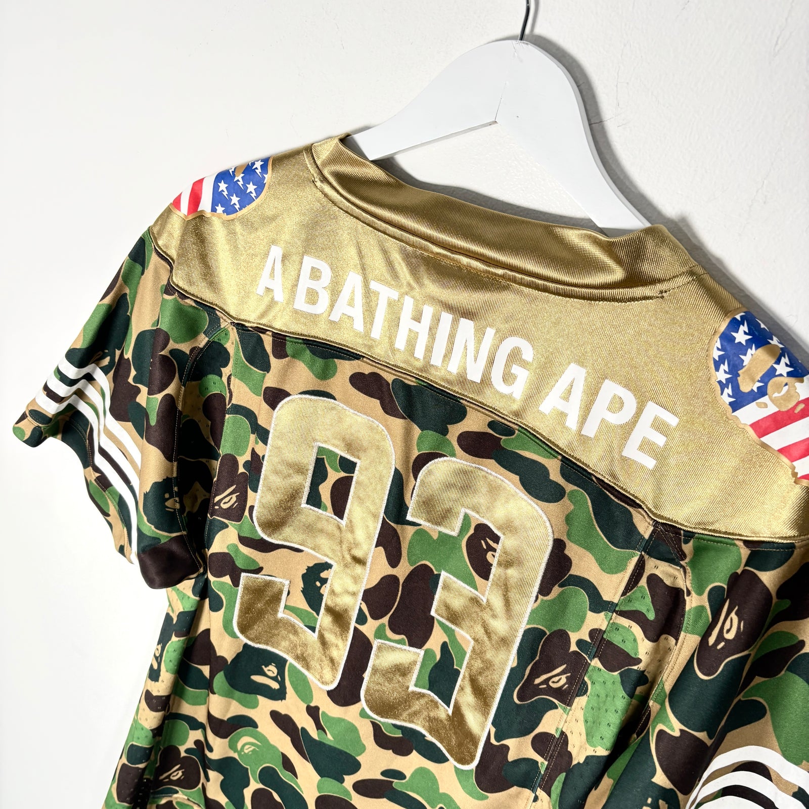Bape Camo/Gold '93' Football Jersey Size M