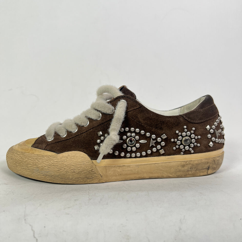 Golden Goose Suede Superstar Pen-Star Embellished Sneaker