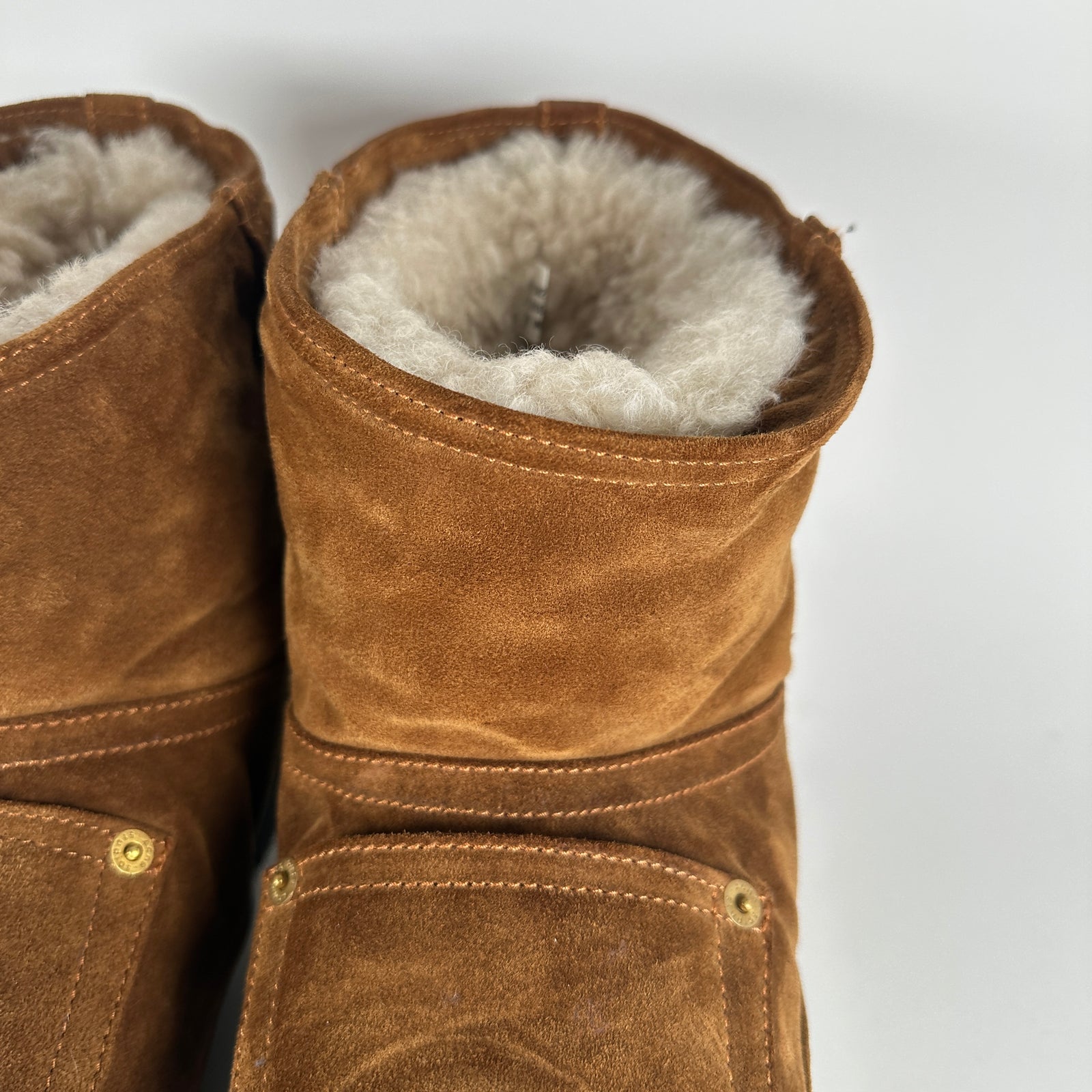 Acne Studios Brown Shearling Leather Cargo Boot Size 42