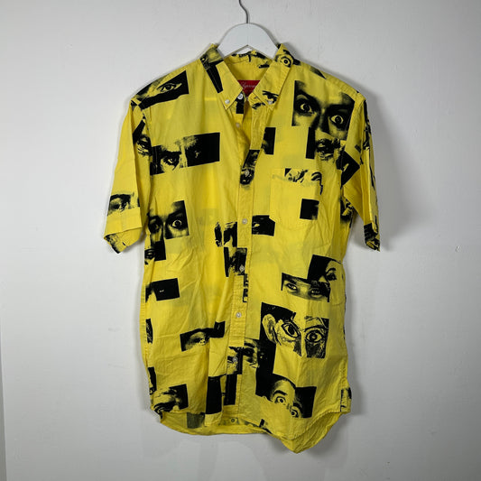 Supreme Eyes Yellow Camp Button Up Shirt Size L