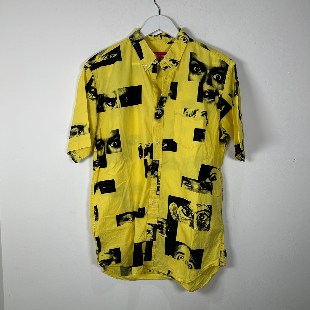 Supreme Eyes Yellow Camp Button Up Shirt Size L