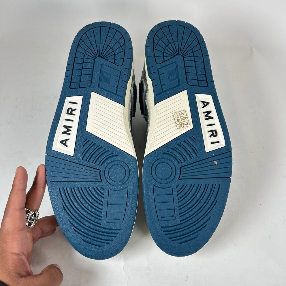 Amiri Blue Denim Skel Low-Top Sneaker Size 46