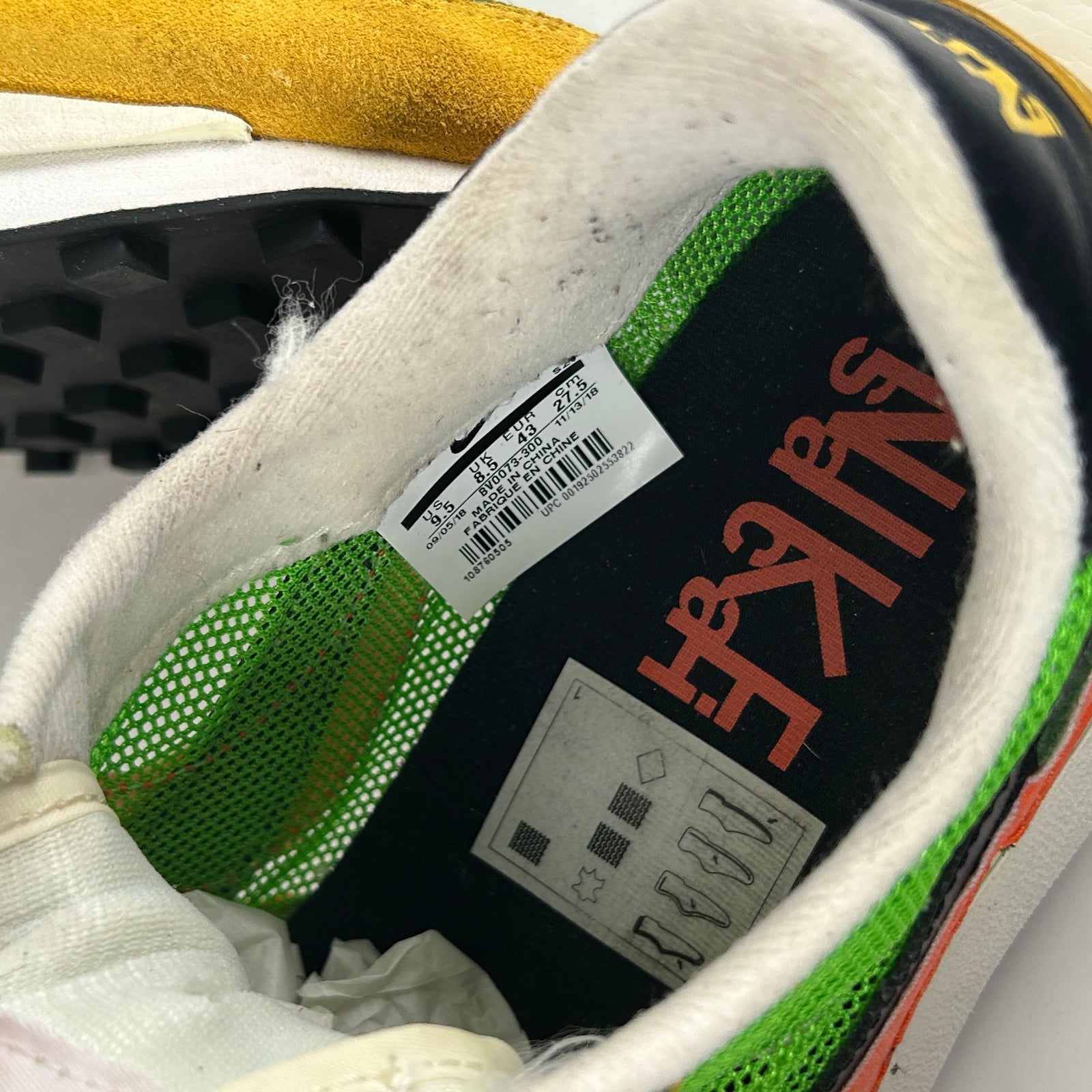 Nike x Sacai LD Waffle Green Gusto Size 9.5