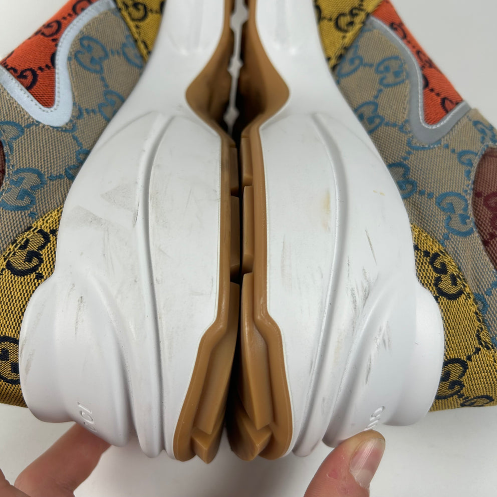 Gucci White GG Supreme Monogram Multicolor Rhyton Sneaker Size 11.5