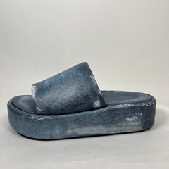 Balenciaga Blue Denim Trompe L'oeil Platform Slide Size 40