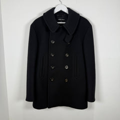 Giorgio Armani Black Double Breasted Wool Coat Size M
