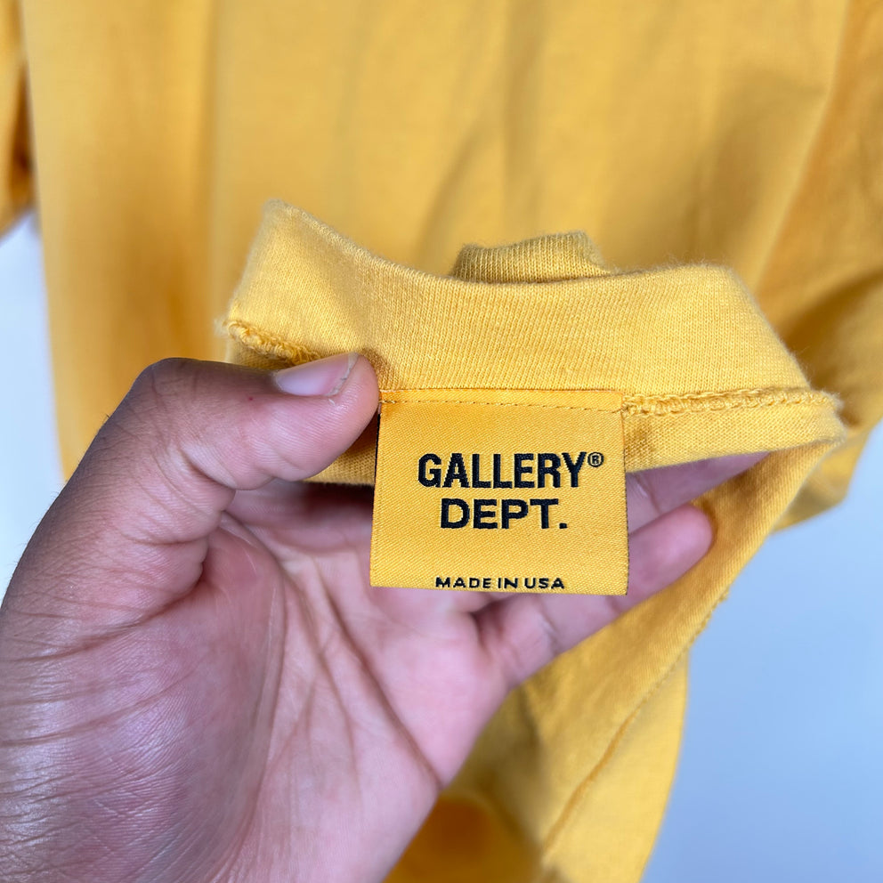 Gallery Dept Yellow Upside Down Logo T-Shirt Size L