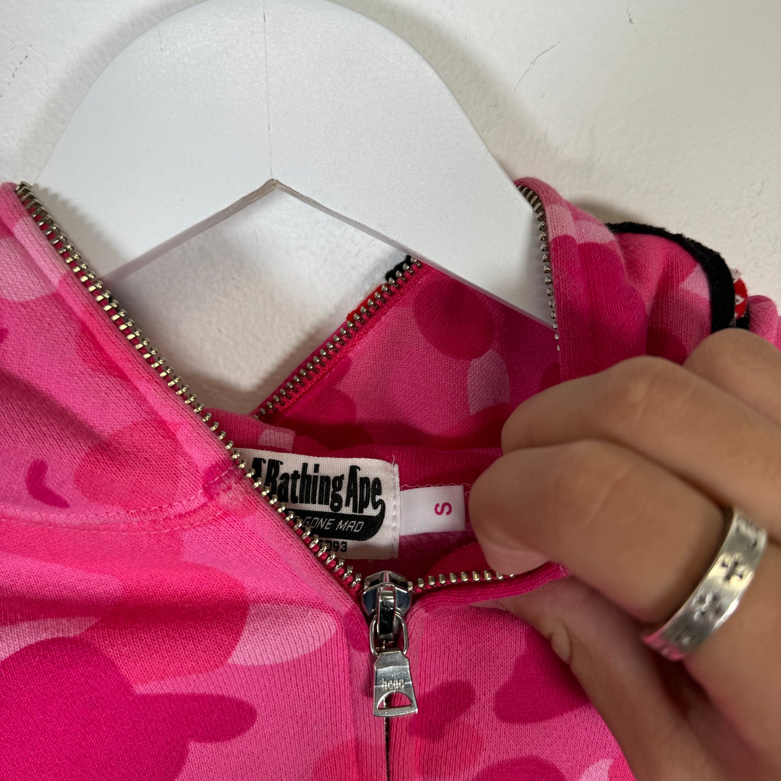 Bape Pink Camo Shark Hoodie Size S