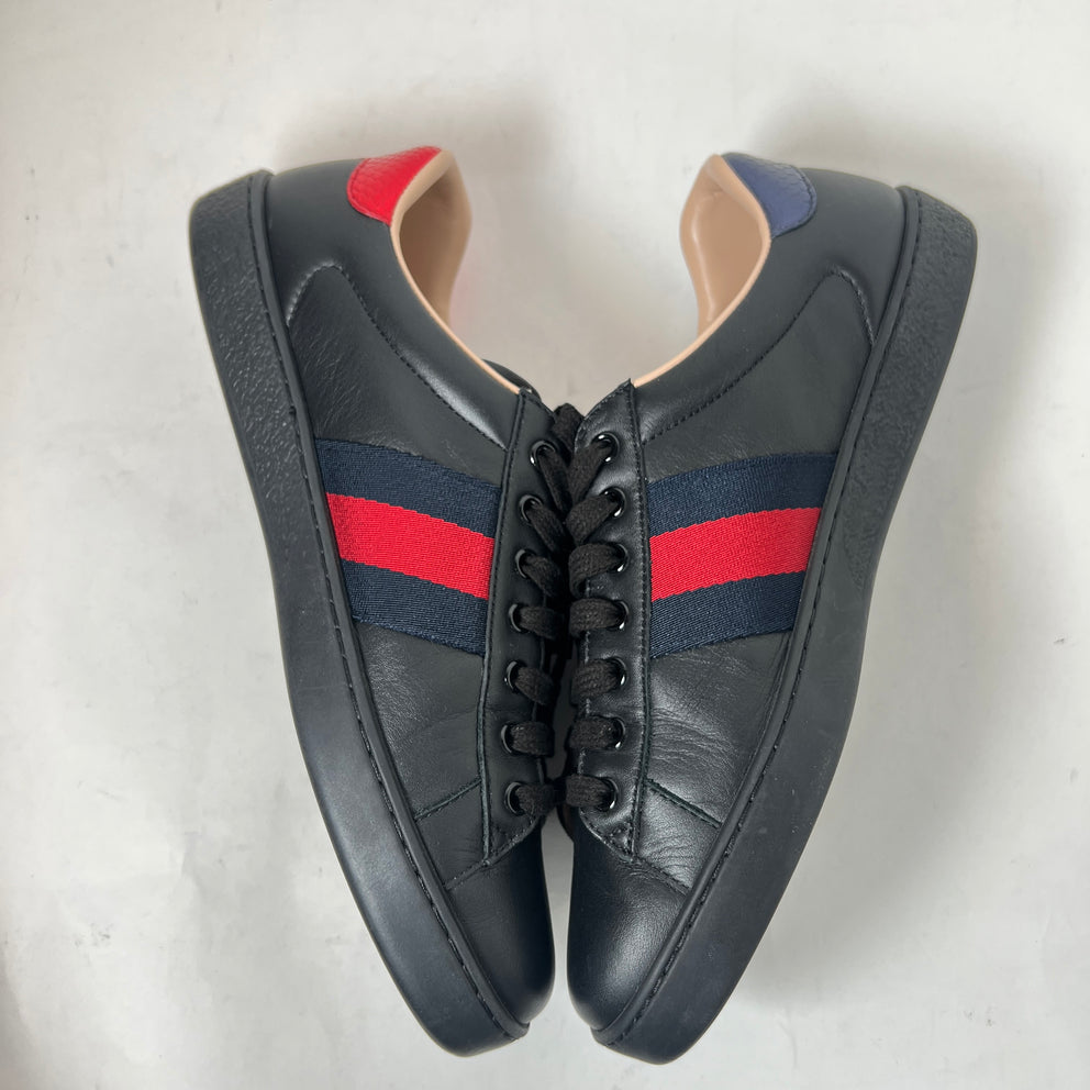 Gucci Black Embroidered Bee Ace Sneaker Size GG 8
