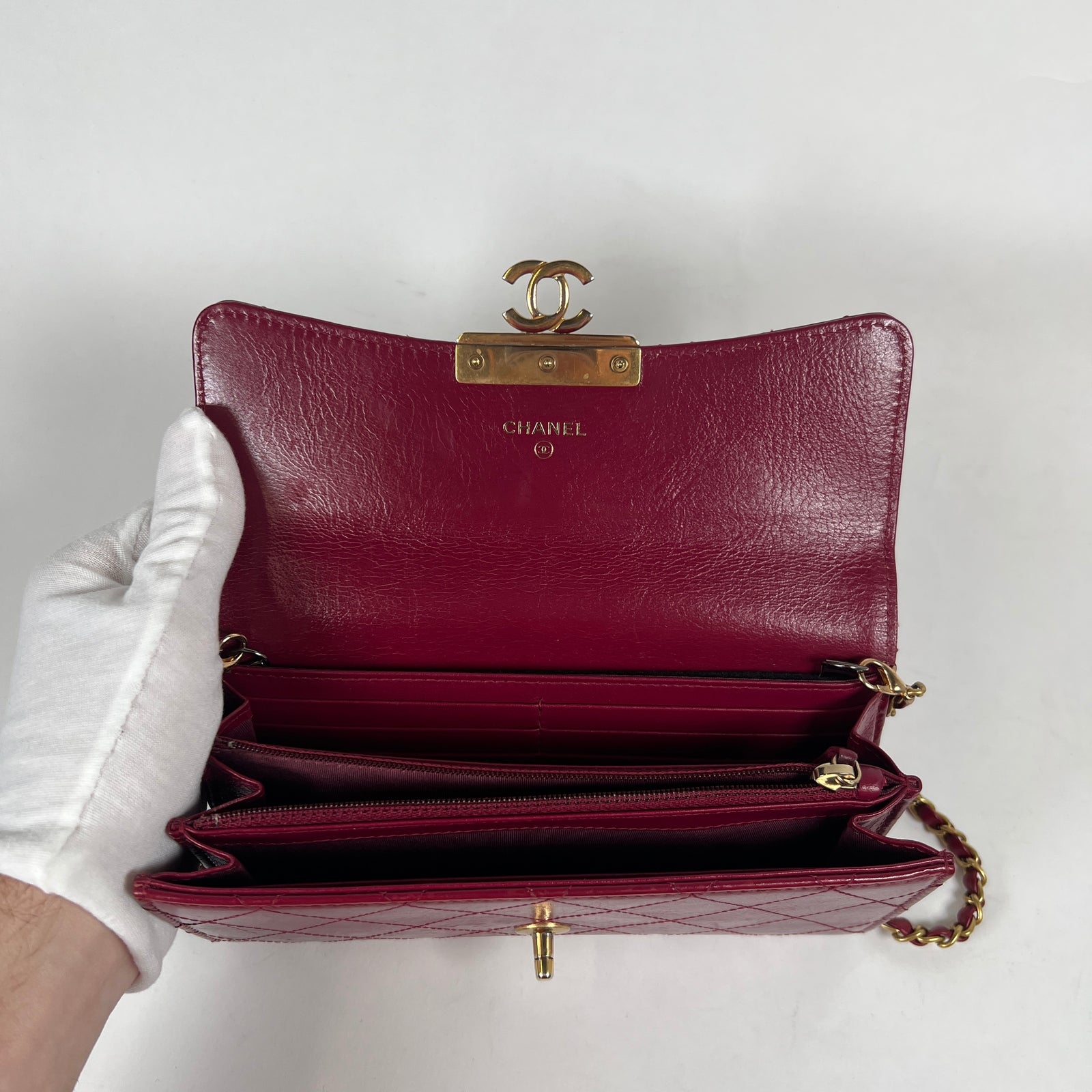 Chanel Burgundy Calfskin Flap Wallet
