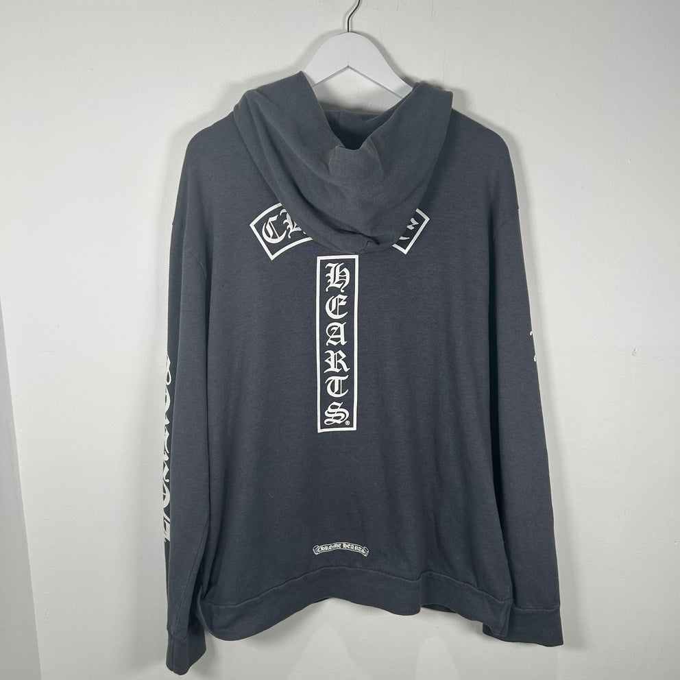 Chrome Hearts Vintage Grey T-Bar Zip-Up Hoodie Size XXL