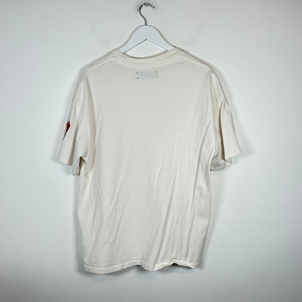 Amiri White Flocked Hockey Logo T-shirt Size S