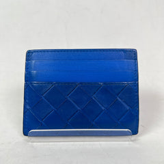 Bottega Veneta Blue Intrecciato Weave Leather Cardholder