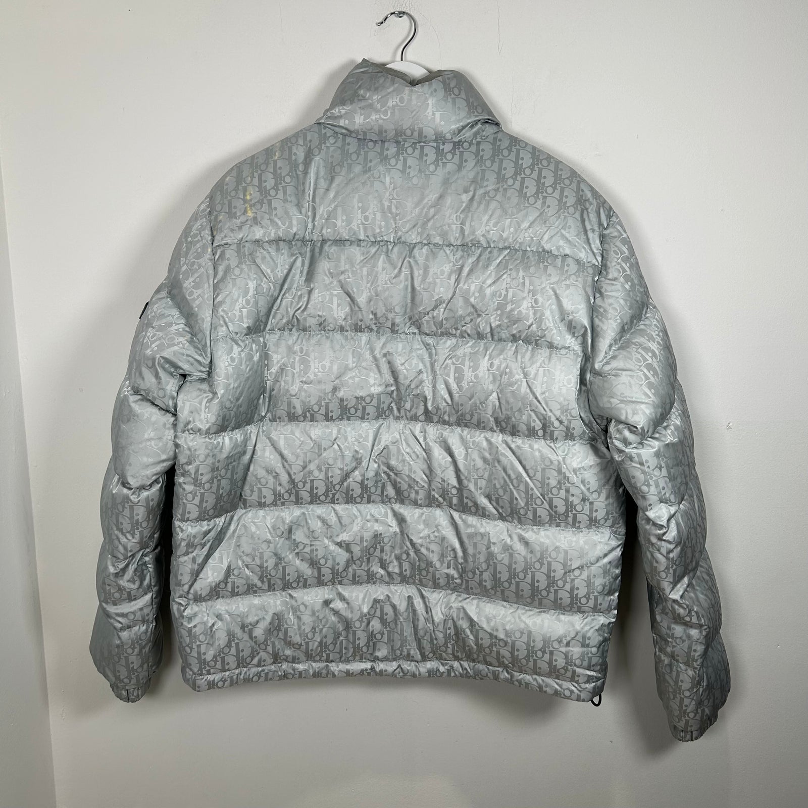 Dior Oblique Silver Puffer Jacket Size 50