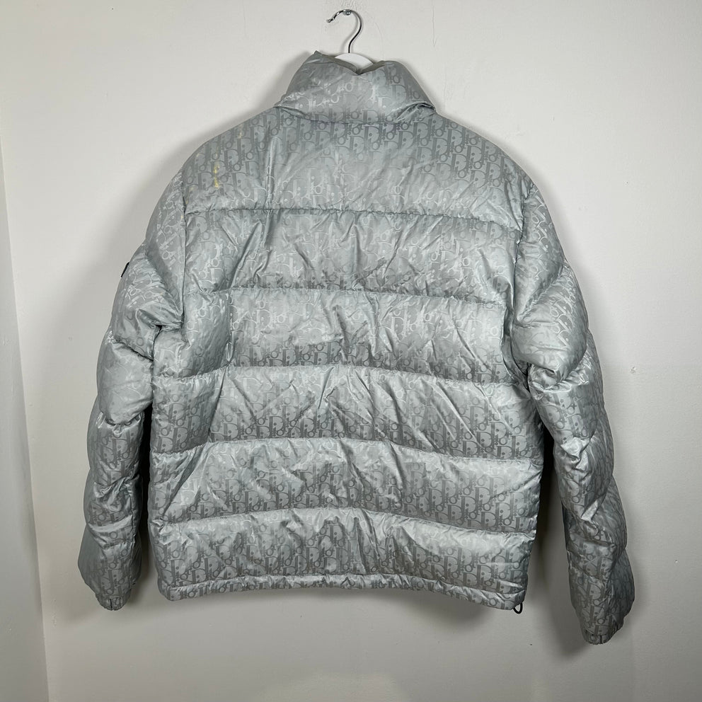 Dior Oblique Silver Puffer Jacket Size 50