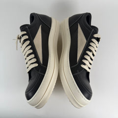 Rick Owens Black Leather Vintage Low-Top Sneakers Size 45