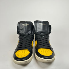 Saint Laurent Yellow/Black Court High Sneakers Size 8