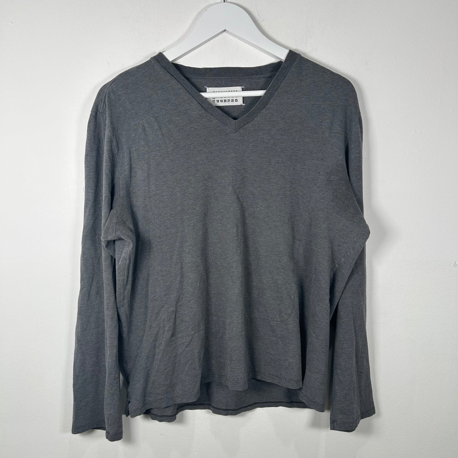 Maison Margiela Grey V-Neck Long-Sleeve Shirt Size M