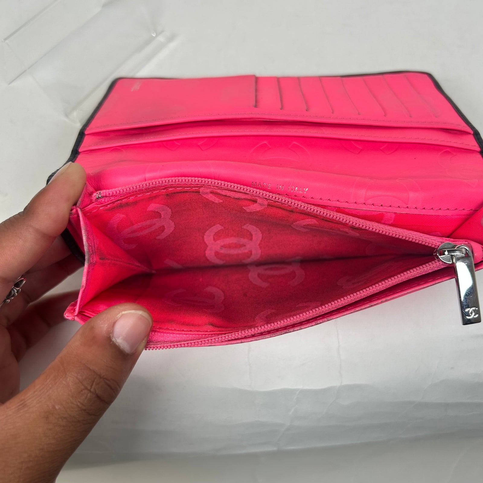 Chanel Black Combon Quilted Long Wallet
