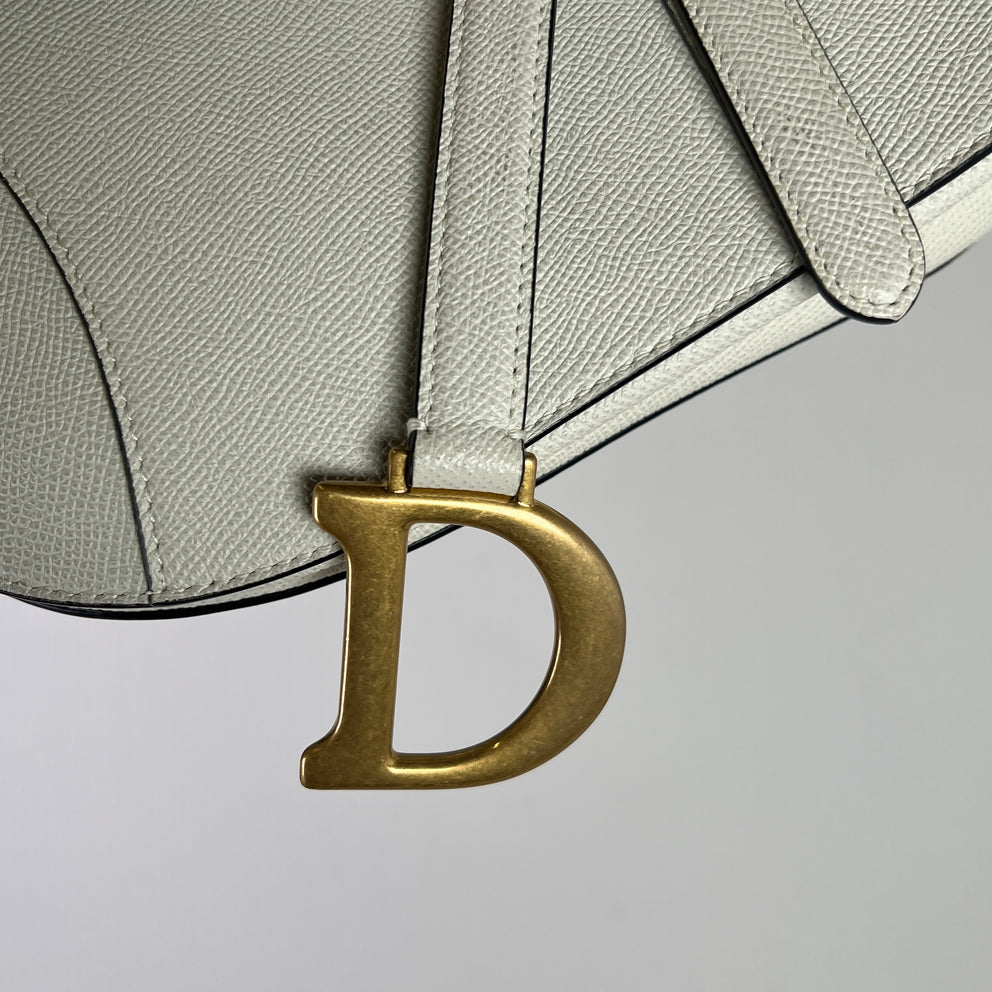 Dior Latte Grained Calfskin Medium Saddle Bag