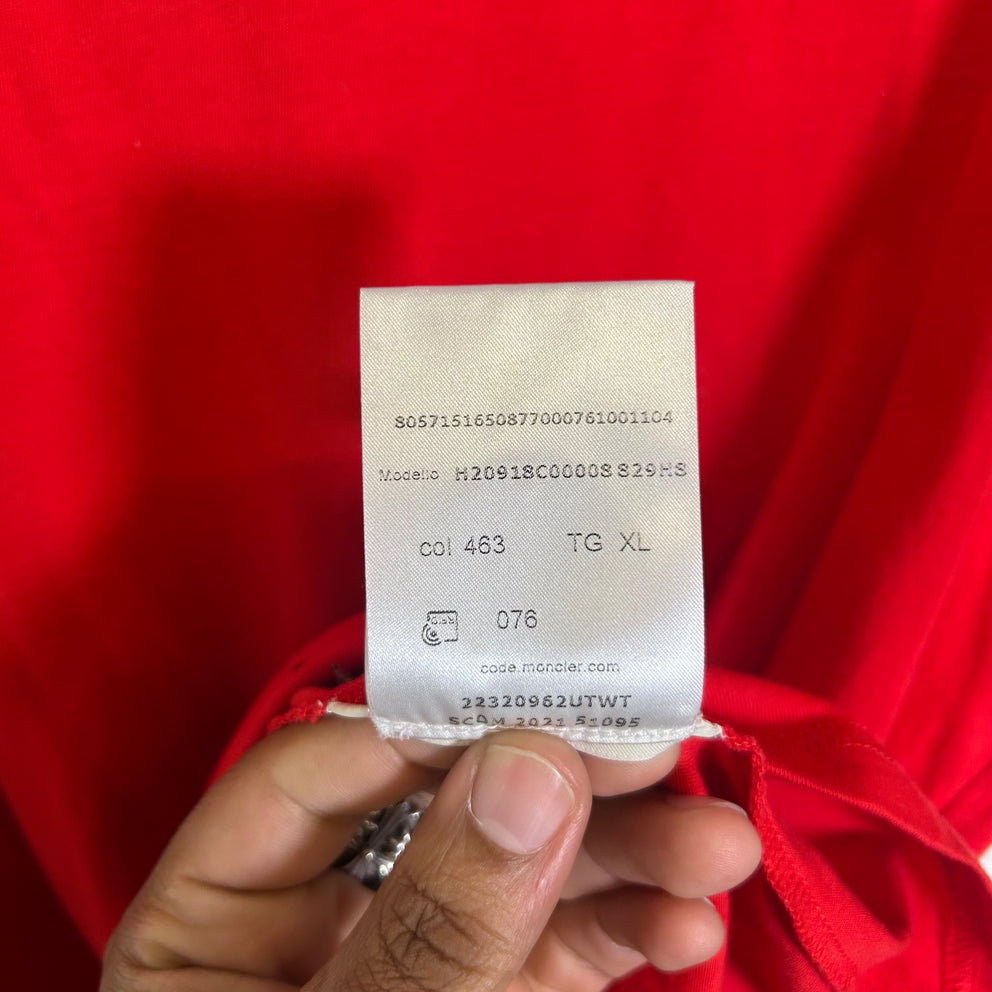 Moncler Red Flock Logo T-Shirt Size XL