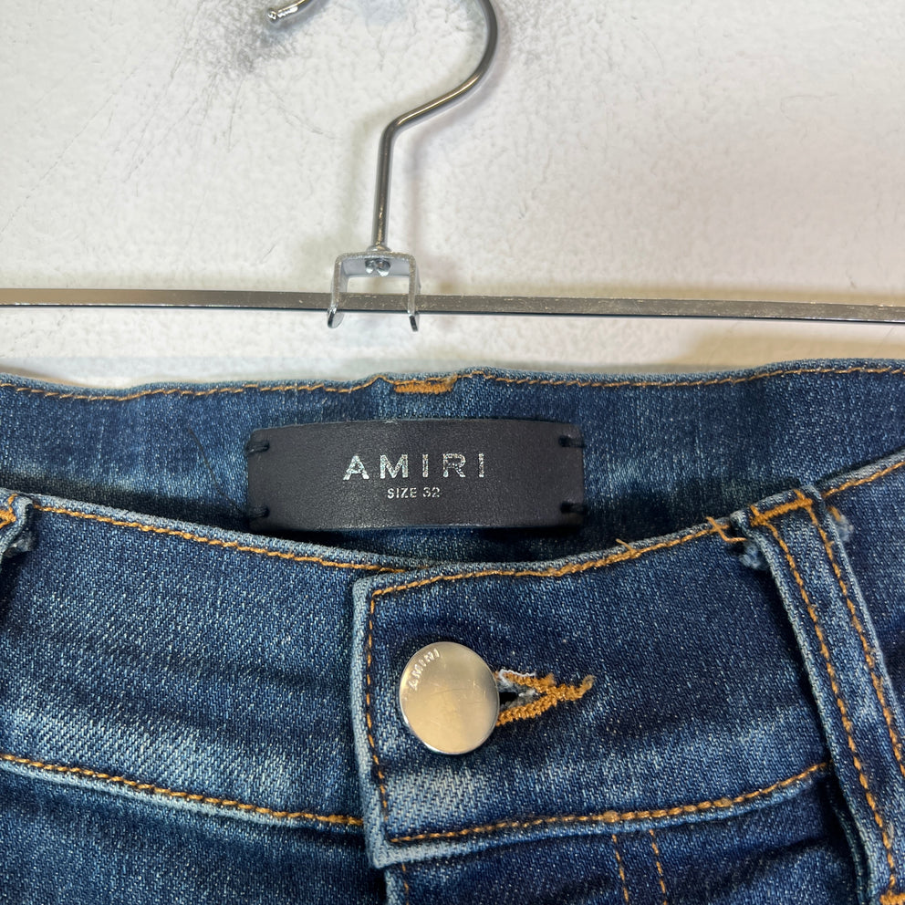 Amiri Dark Blue MX1 Black Patch Jeans